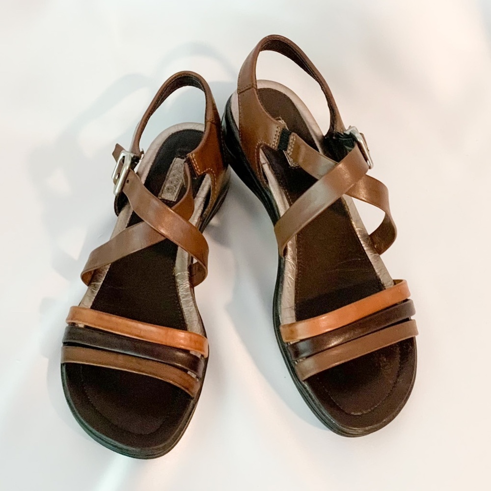 Ecco Strappy Slingback Leather Sandals Ladies Size EU 37